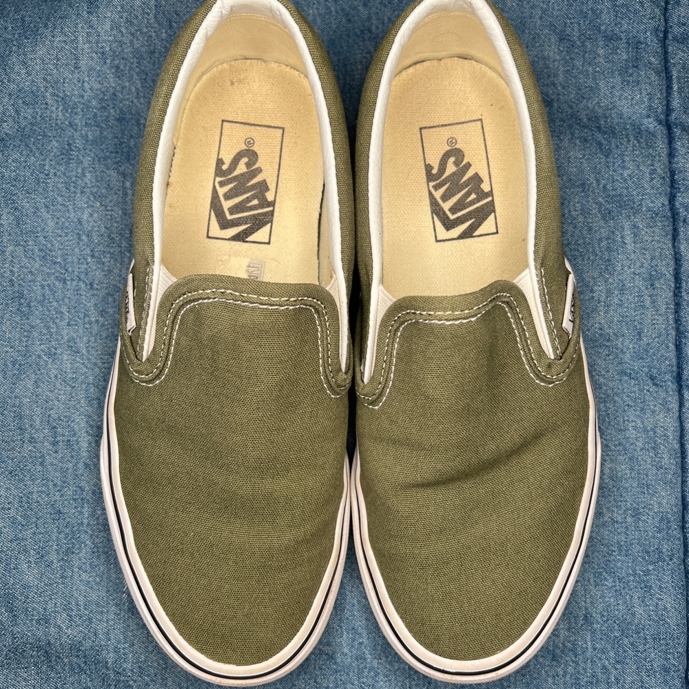Women’s Slip On Olive Green Vans Size 6.5